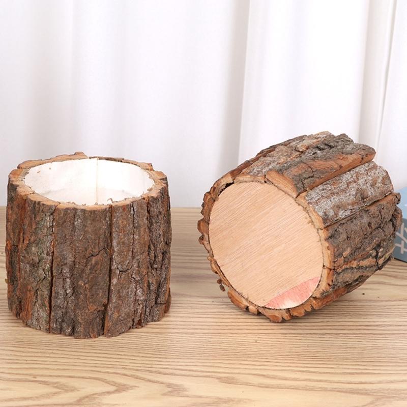 Wood Pencil Cup 4.7X3.9Inch Desktop Pencil Organiser Caddy for Markers, Scissors, and Small Tools, Natural Texture Container for Small Arrangement