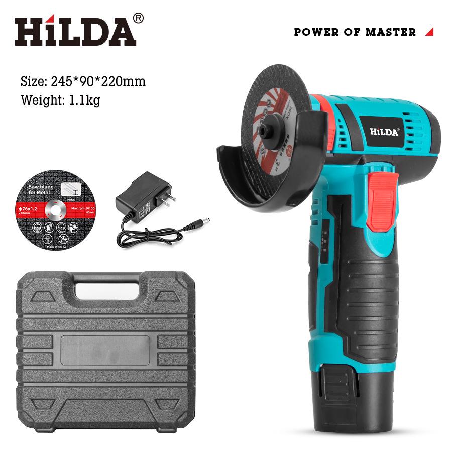 HILDA 12V 3-Inch Mini Brushless Lithium Angle Grinder for Household Use