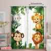 2pcs 2D Flat Printing Window Curtains Cartoon Jungle Animals Polyester Without Electricity Party Decorations for Po Booths &