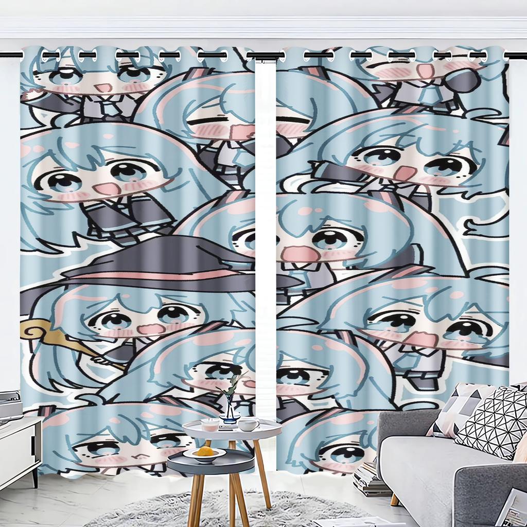 Anime Girl Curtain Digital Print Cartoon Window Animation Bedroom Fashion Style Cute Home Decoration Polyester Blackout For Master Made Of
