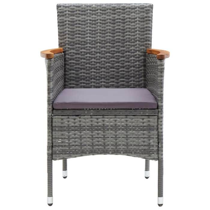 Chaises de salle à manger de jardin - ZERONE - Résine tressée Gris - Accoudoirs - Lot de 4