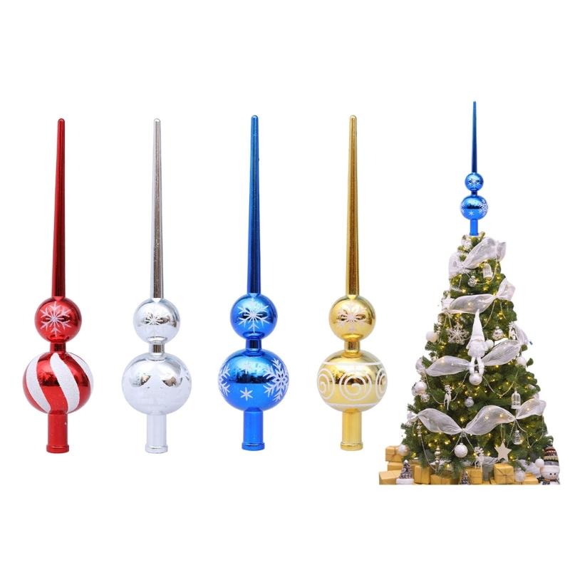 Festival Holiday Tree Top 28cm Metallic Color Gourd Shape Christmas Tree Top Decoration for Indoor and Outdoor Use