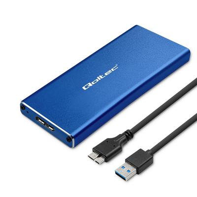 Qoltec Aluminiowa Obudowa | Kieszeń Na Dysk M.2 SSD | SATA | NGFF | USB 3.0 | Super Speed 5Gb/s | 2TB | Niebieski