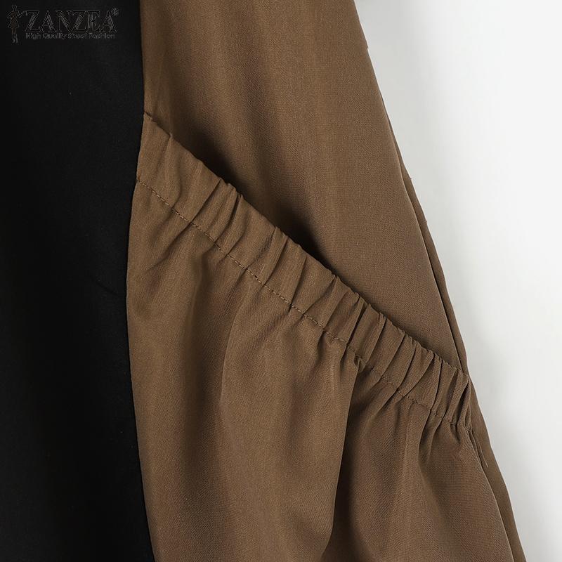 ZANZEA Women Casual O-neck Short Sleeve Summer Patchwork Dress