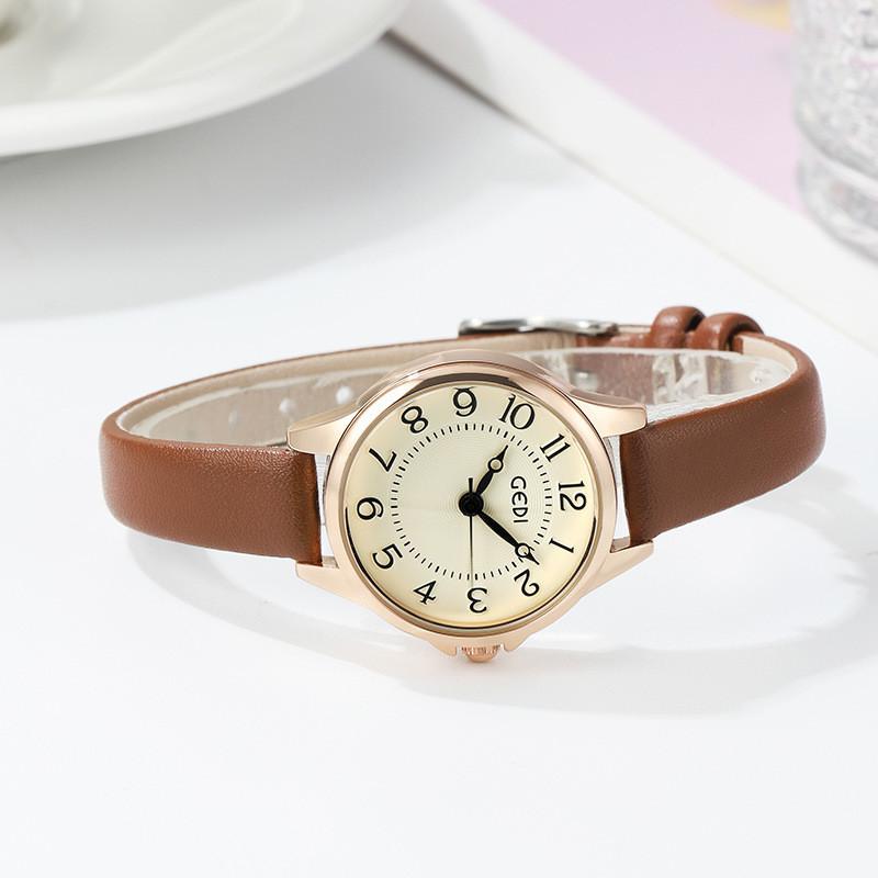 Gadi Vintage Style Quartz Watch For Women With Leather Strap And Water Resistance