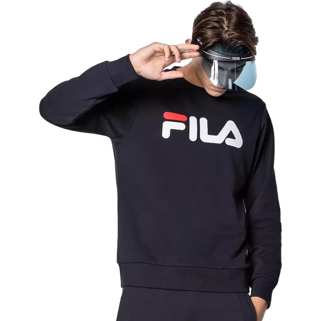 Fila Letter Logo Sports Casual Crewneck Pullover American Vintage Sweatshirt Unisex Sweatshirt Legendary-Blue F51U144231FNV