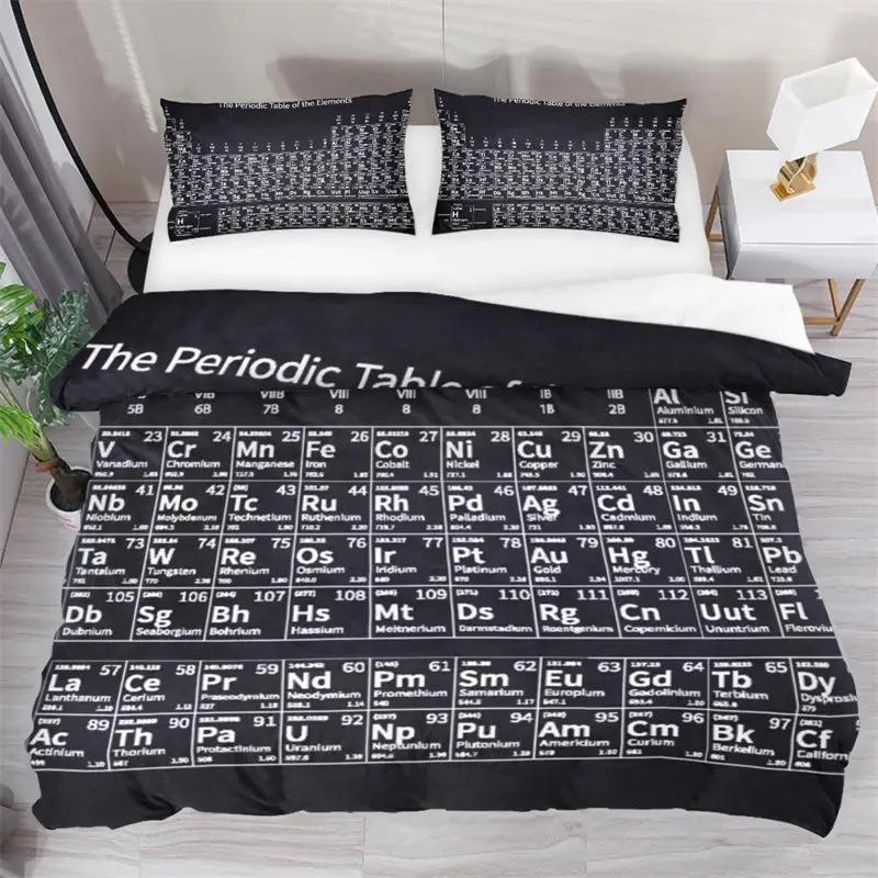 Periodic Table Of Elements Duvet Cover Science Bedding Set Microfiber Chemistry Lovers Learning Image For Kids Teens Adult Decor