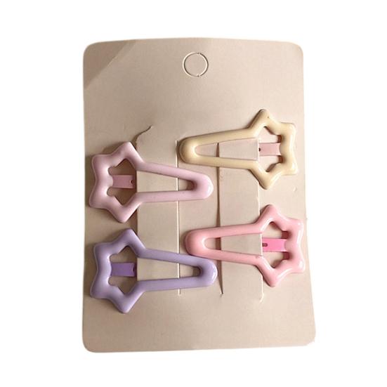 4Pcs Hairpins Hollow Star Heart Butterflies Shape Hair Clips Soft Macaron Colors Gentle BB Clips Kids Hair Accessories