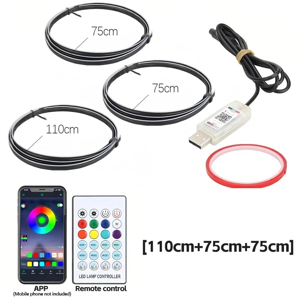 110cm Car Ambient Lights 3 in 1 LED Symphony RGB Atmosphere Lamp Hidden Car Interior Lamp USB APP Remote for Tesla Model 3 Y S X
