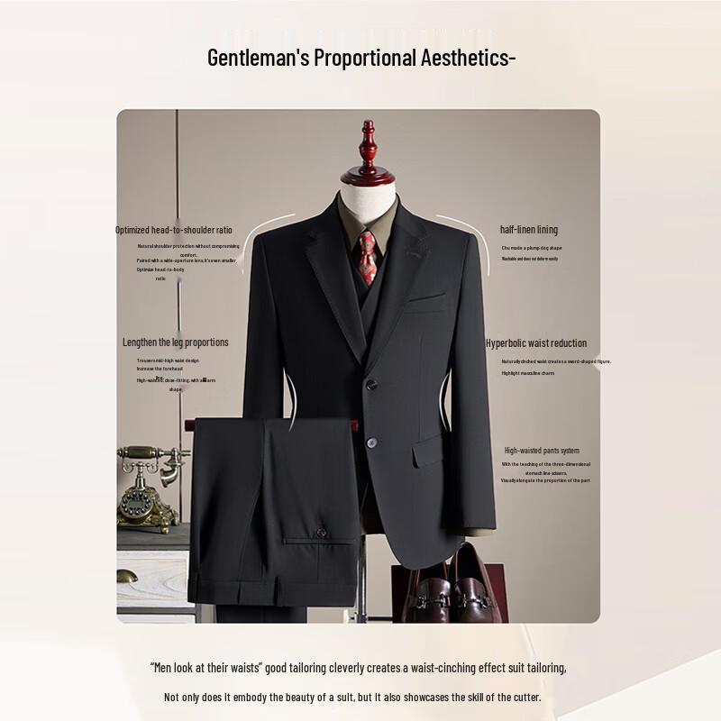 ROMON Men's Modal Wool Business Suit Set