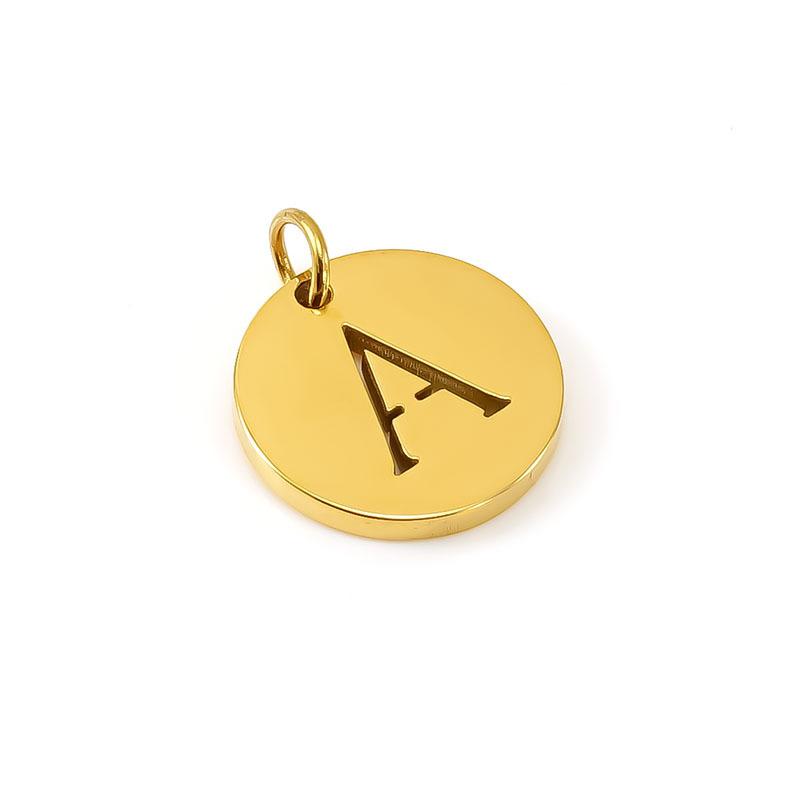 New titanium steel English letter DIY pendant fashionable stainless steel round hollow letter pendant