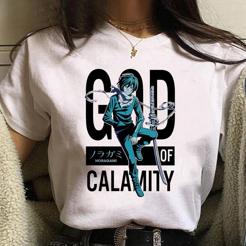 2025 Japanese Anime Noragami Fashion Print Ladies T-shirt Casual Basics O-collar White Shirt Short Sleeve Ladies T-shirts