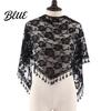 Boho Lace Scarf for Daily Use Floral Shawl with Tassels Women Elegant Sheer Wrap Wedding Head Church Evening Party Lightweight Rose Jacquard Fringed
