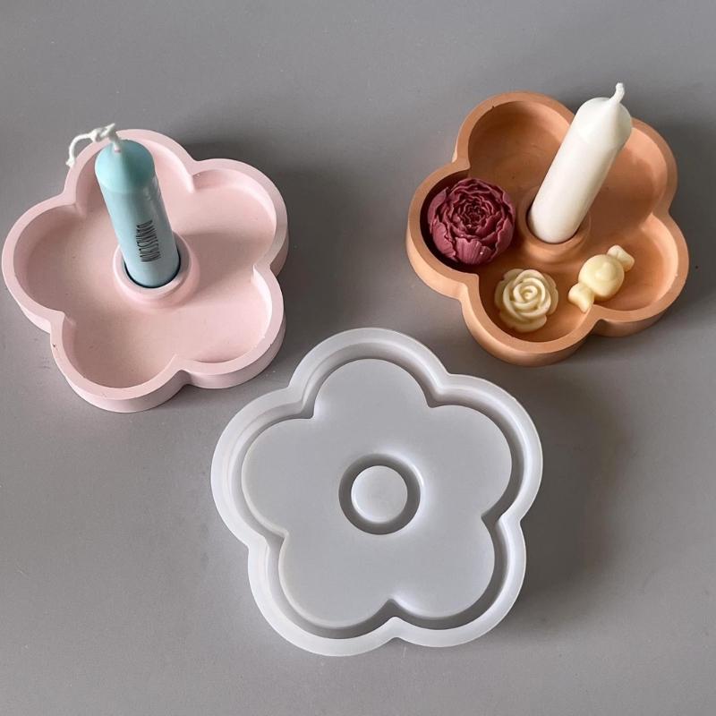 Flower Resin Candle Holder Molds Silicone Candlestick Molds for Epoxy Resin Candle Holder Jewelry Tray Home Decoration