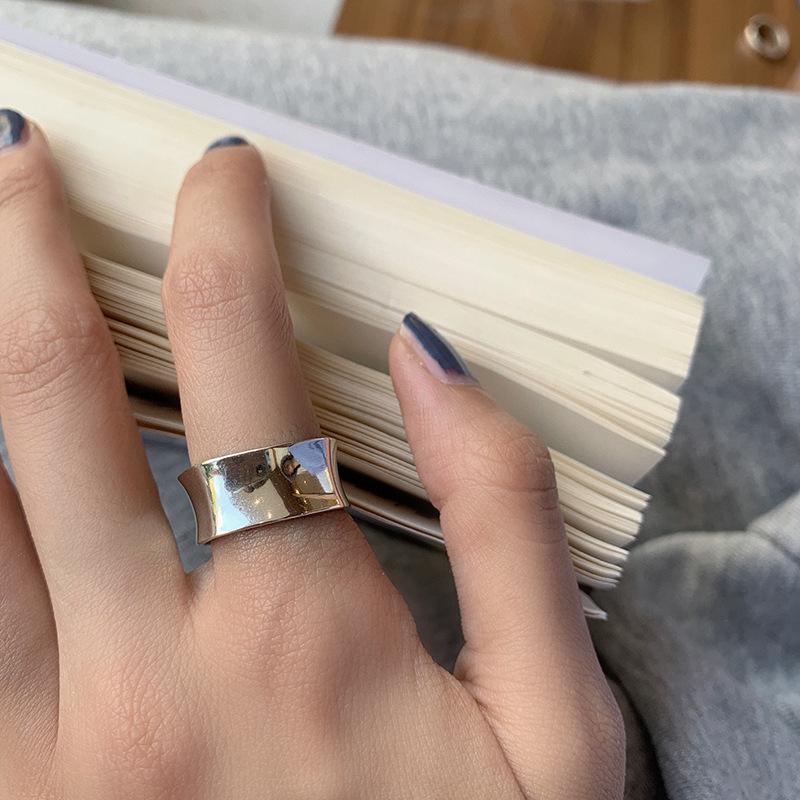 S925 European-American Retro Wide Band Ring: Women's Exaggerated, Versatile Student Jewelry
