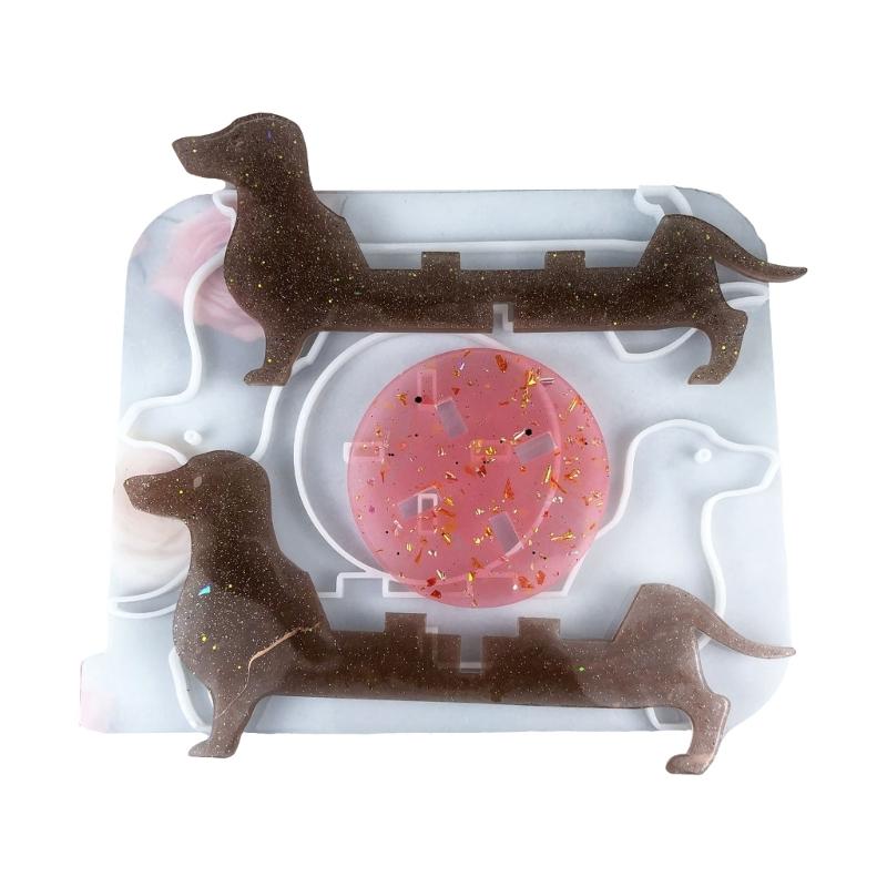 Multifuntional Silicone Moulds Nonstick Epoxy Resin Mold Dachshund Shape Flowerpot Stand Moulds for Making Holder Stand 1