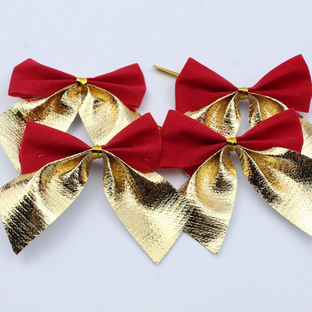 48Pcs DIY Craft Christmas Bowknot Ornaments Christmas Tree Bow Decoration  Home Christmas Decor