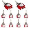 10pcs SPDT Toggle Switch 3 Position 3 Terminal Mini On/Off MTS-103 5A125V 2A250V Car Dashboard Electronics