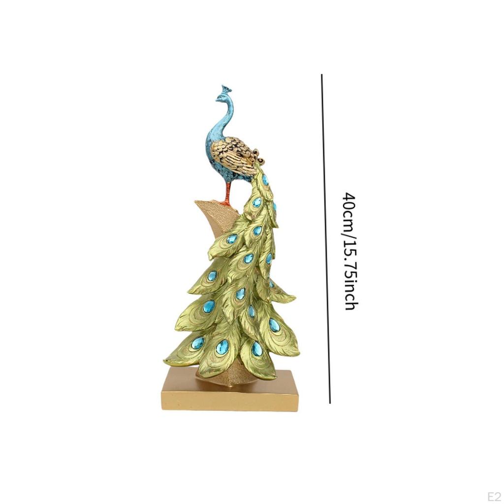 Artistic Peacock Sculpture in Resin for Cabinet and Tabletop Arrangement