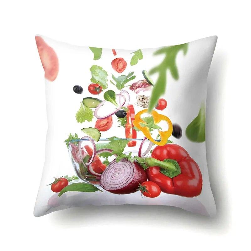 Cooking Food Pillowcase Cartoon Pattern  Lumbar Pillow Sofa   Cushion