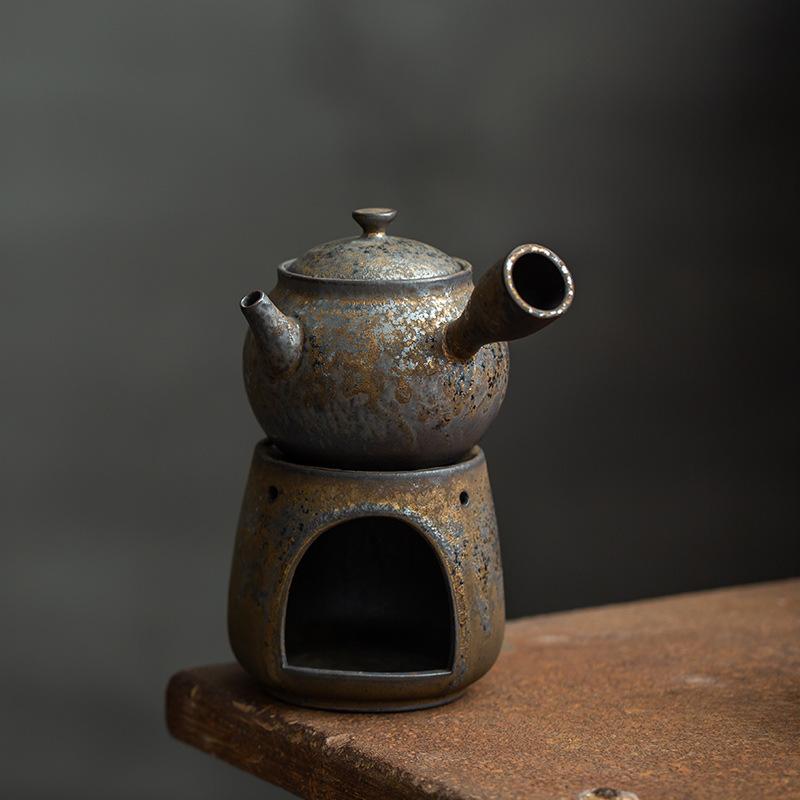 Japanese Style Coarse Pottery Tea-Boiling Stove Alcohol Stove Warm Tea Teapot Warmer Antique Tea Ceremony Kung Fu Tea Set