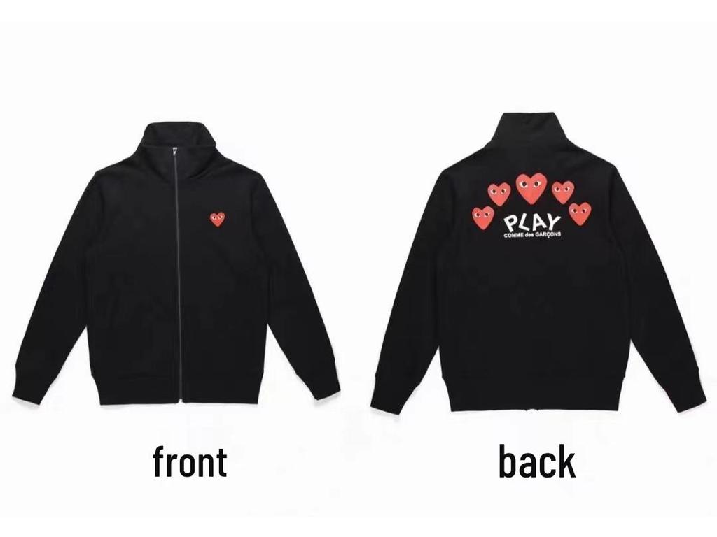 Chuan Jiu 2024 A/W Couple's Heart Hoodie Pullover with Stand Collar & Zipper