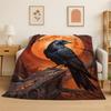 Gothic Raven Skull Crow Cartoon Flannel Blanket Soft Warm Throw Blanket For Bedroom Living Room Bed Travel Camping Picnic Cover