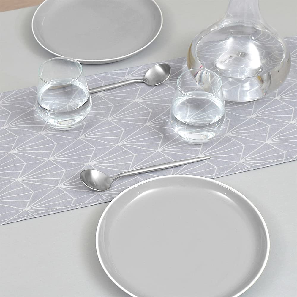 STYLE Decor Table Runner Laminated Waterproof Nordic Table Center 210cm Wipeable Gray Simple Lines W2701230