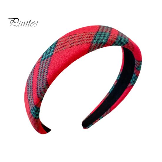 

Красный клетчатый мягкий ободок для волос с искусственным жемчугом, широкий противоскользящий обруч для волос, женские рождественские праздничные аксессуары для волос F