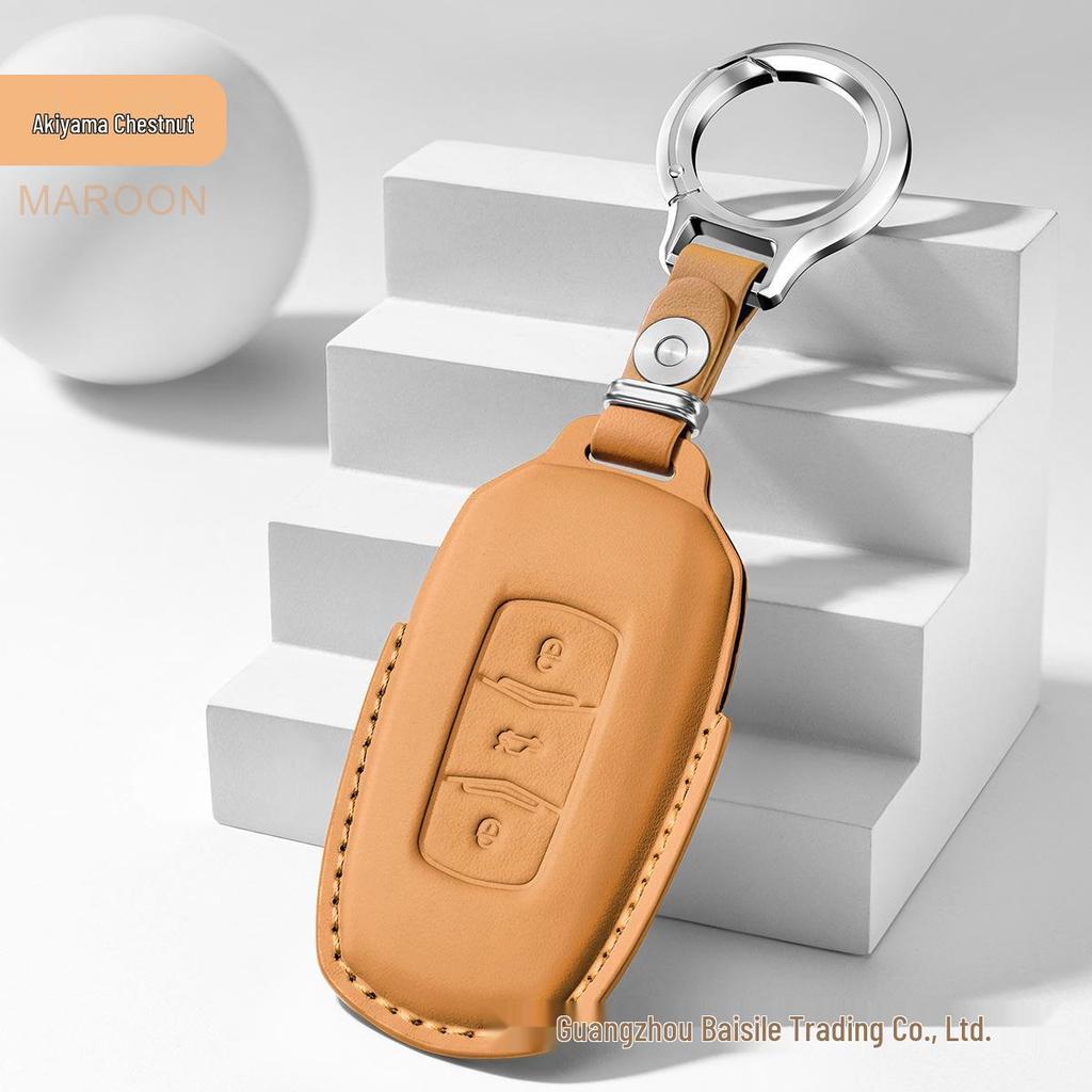 Premium Cowhide Key Cover for Geely Panda - Unisex Interior Accessory