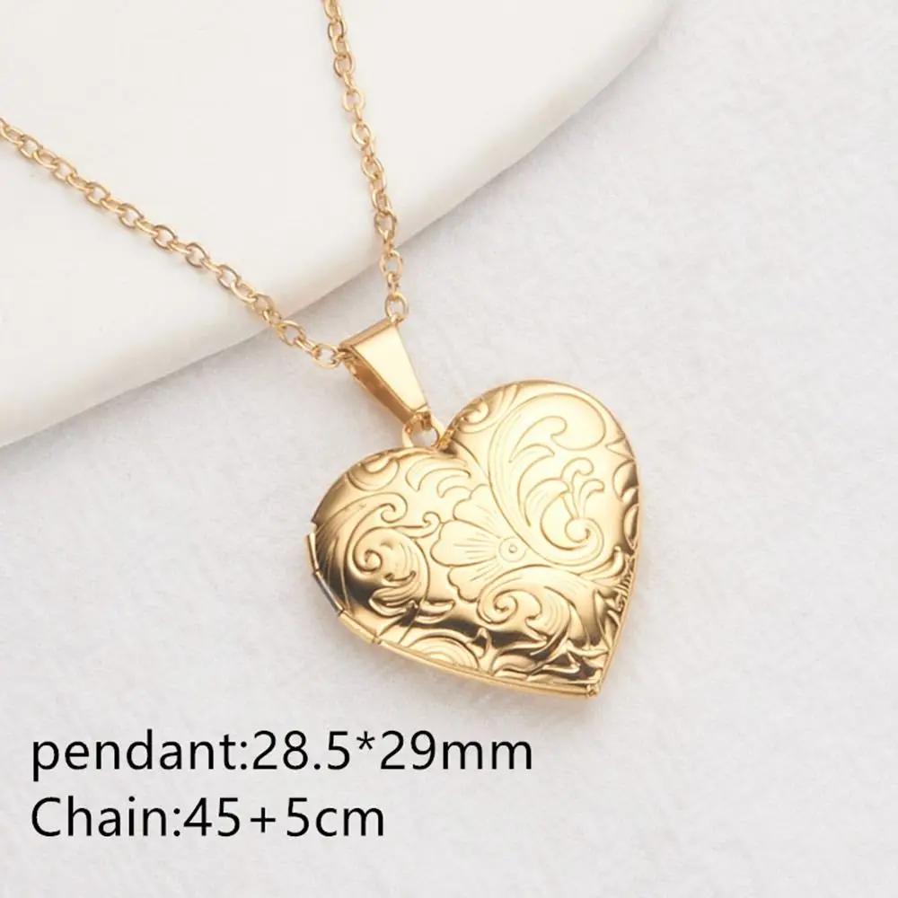 Diamond Heart Shaped Photo Picture Locket Necklace Romantic Custom Love Secret Message Pendant Necklace For Lover Couples Gift