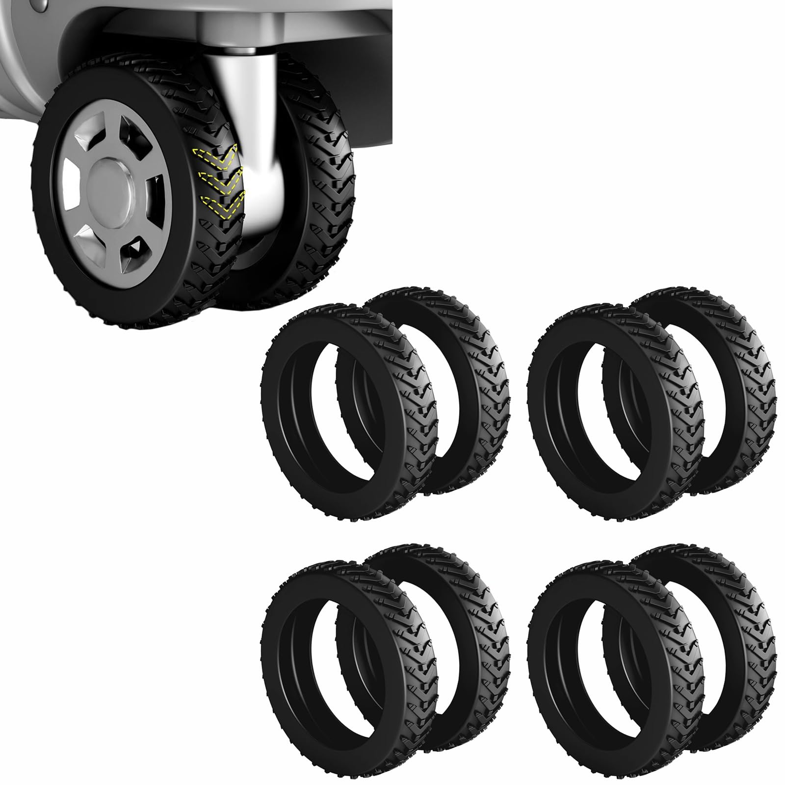 

TRkin Caster Cover, 8 Pieces, Suitcase Tire Cover, Anti-falling, Wheel l black