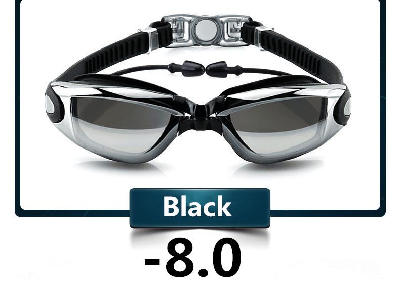 Anti Fog Professional Swimming Goggles Swimming Glasses Myopia with Earplugs Nose Clip Electroplate Waterproof Silicone Swim