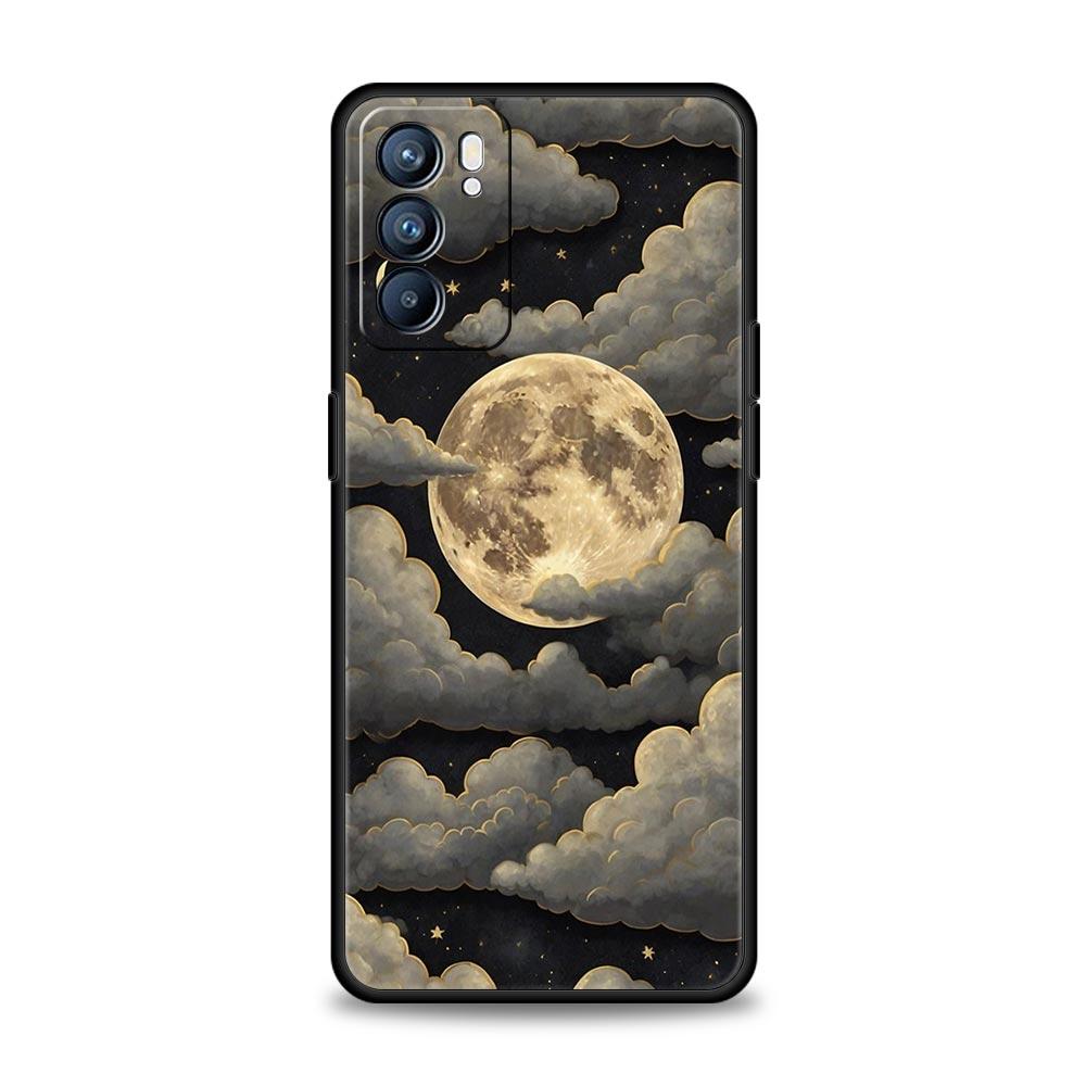 Moon Cloud Comic Style Phone Case For Oppo Reno14 Reno13 Reno12 11 F 10 Find X5 X9 Pro A54 5G A53 A9 A16 A78 4G A80 A98 Cover