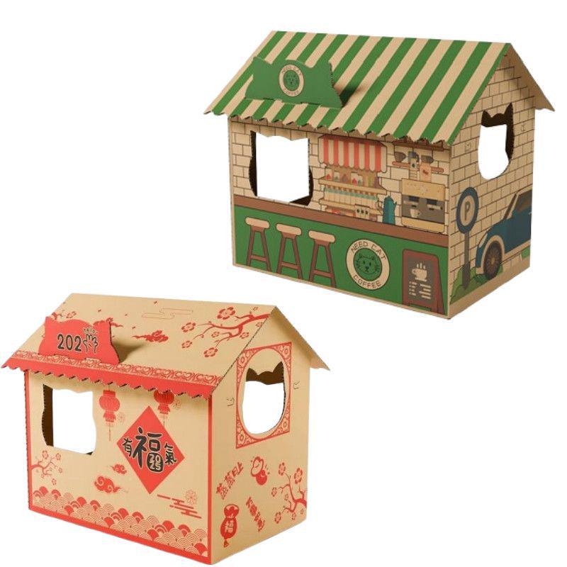 Large Cat Villa: Durable Cardboard Scratch House & Claw Sharpening Toy
