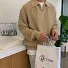 Men's Turn-Down Collar Knitted Sweater - Winter Loose Fit, Light Mature Style Polo Sweater
