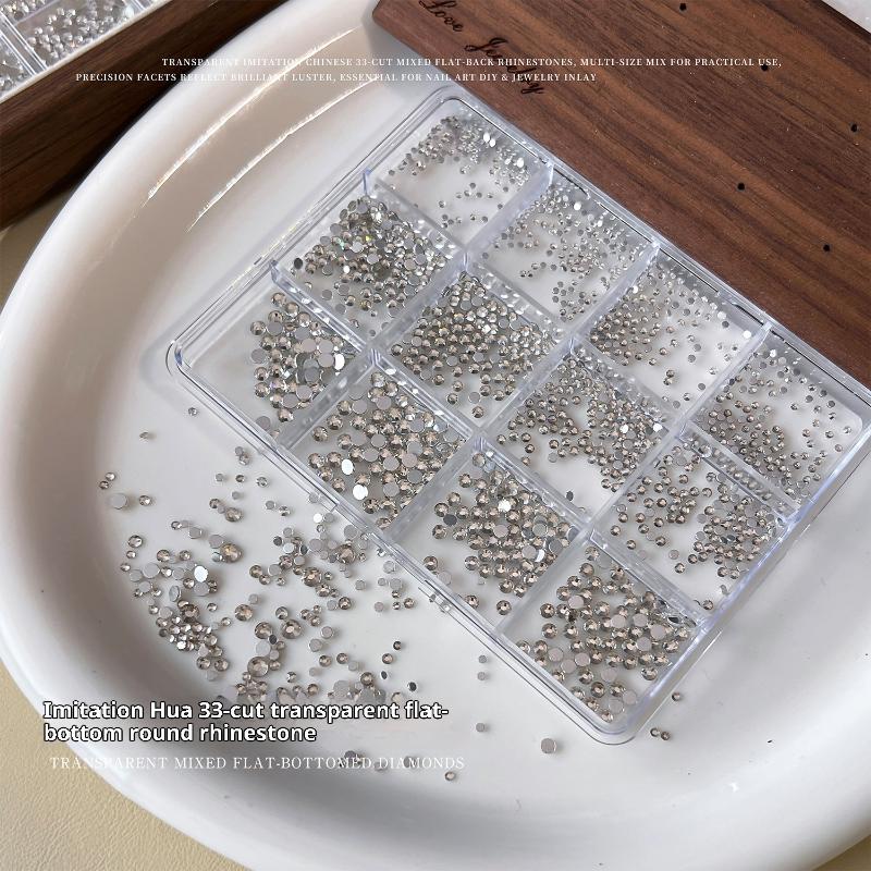 12 Grids Mini Mix Nail Diamond Shine Nail Art Decorations Accessories Round Nail Gems Manicure Charms