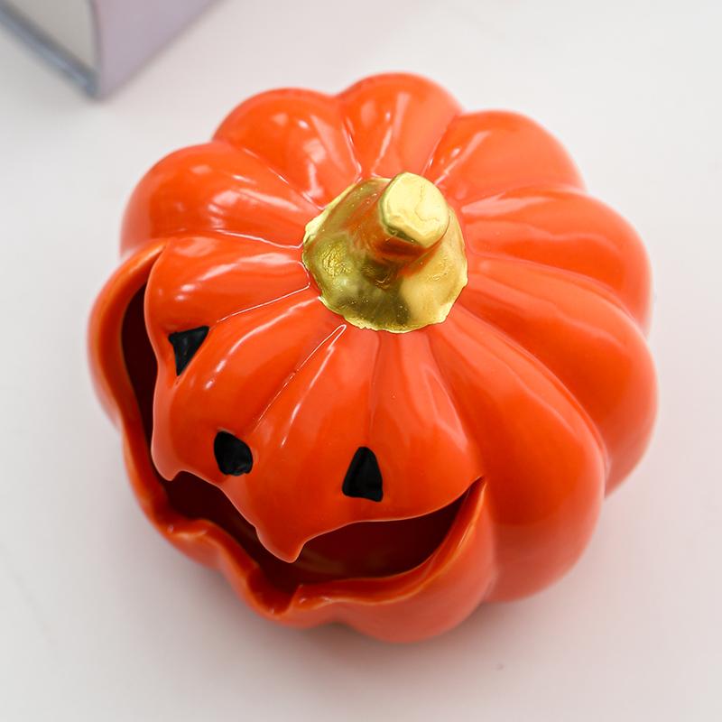 American Creative Pumpkin Head Cute Halloween Ashtray Home Living Room Fly Ash-proof American Ornaments Ceramic Pumpkin Ashtray