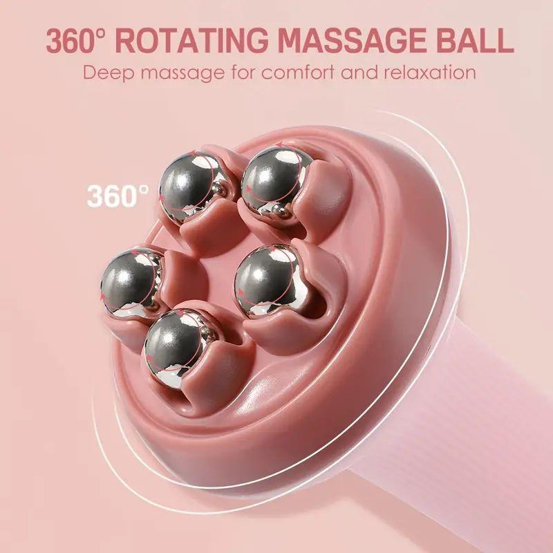 Rollenmassage Handheld Stahlkugel-Massagegerät mit 360 Grad drehbarem Rollmassage-Stick für Oberschenkel-, Schulter- und Rückenmassage