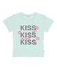 ESCAPEFROM Kiss Kiss Kiss Print Dot Slim Fit Short Sleeve T-Shirt Pink