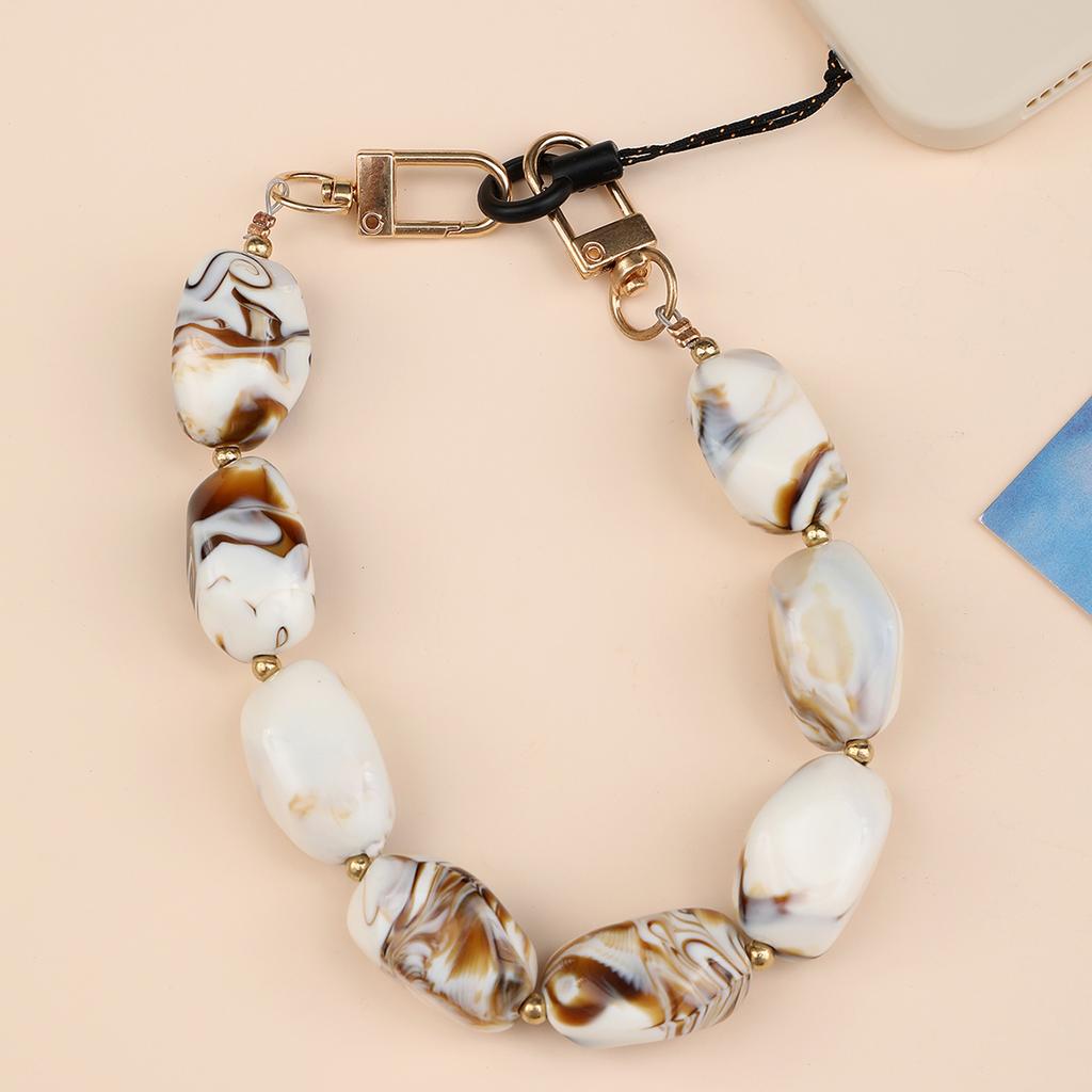 Pearl Chain Transparent Bear Shaped Pearl Clip Leather Chain Mobile Phone Rope Mobile Phone Chain