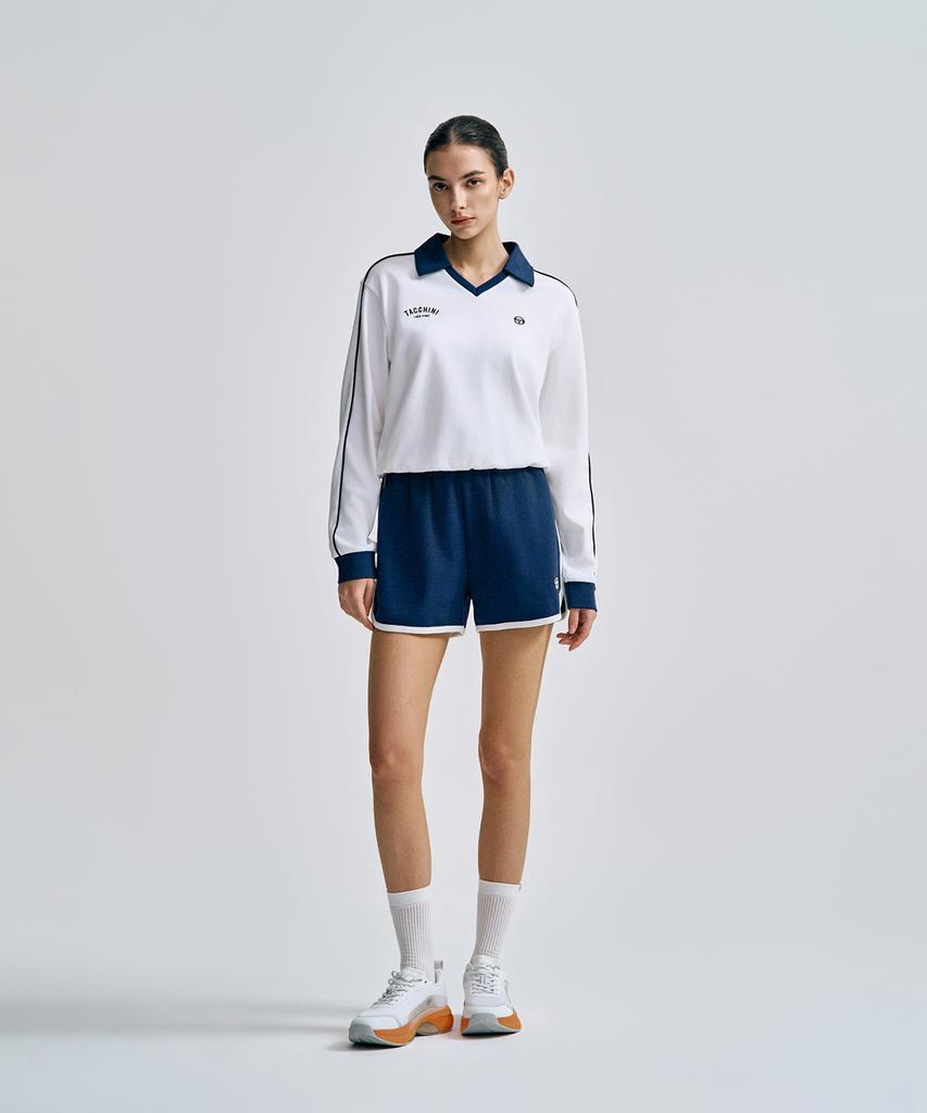 SERGIO TACCHINI W Double Knit V-Neck Long Sleeve Polo