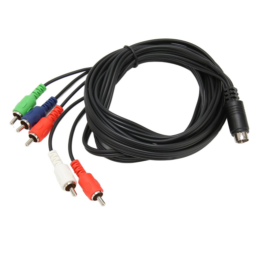 Mini 10 Pin AV DIN Cable Replacement 10 Pin DIN to 5 RCA AV Connection Wire Cable Red Green Blue and Red White for TVs