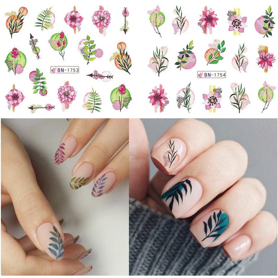 12 Styles Nail Art Water Transfer Sticker English Abstract Image Transfer Slider Decoration