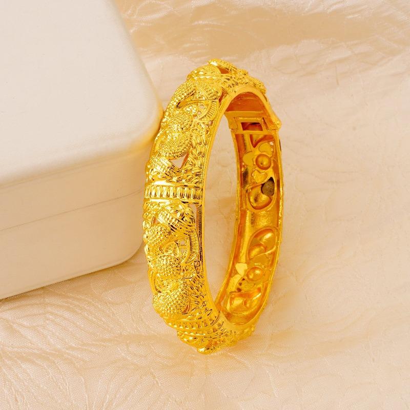 Middle East K Gold Plated Open Bracelet Ladies Light Luxury Jewelry, Gold Plated Bracelet
