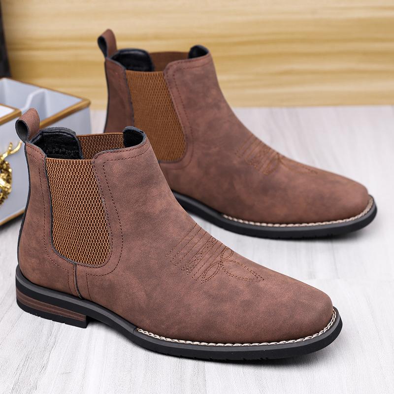 Leisure Walk Mens Ankle Boots Comfort Leather Chelsea Boots Hot-selling Male Business High Top Shoes Walking Botas Driving Shoes