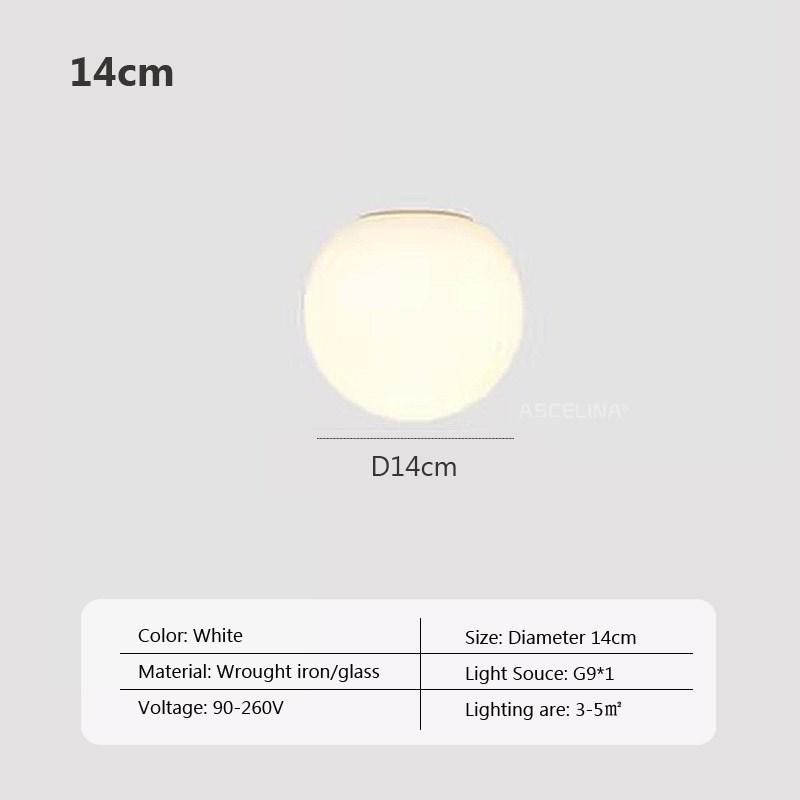 Modern LED ceiling light Glass White Ball wall lamp Minimalist bathroom Balcony Bedroom Entrance Light fixture Indoor lighting