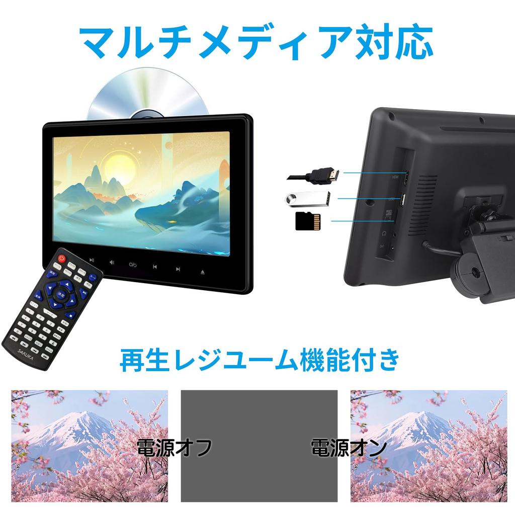 Headrest Monitor DVD DVD Player CPRM Compatible Rear Seat Monitor Input IPS Japanese Instruction Included [One-Year Warranty] 10.6-inch HDMI/AV/USB/SD