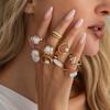 Trendy Irregular Baroque Pearl Ring Set – Geometric Hip-Hop Design, Light Luxury Statement Jewelry for Modern Women