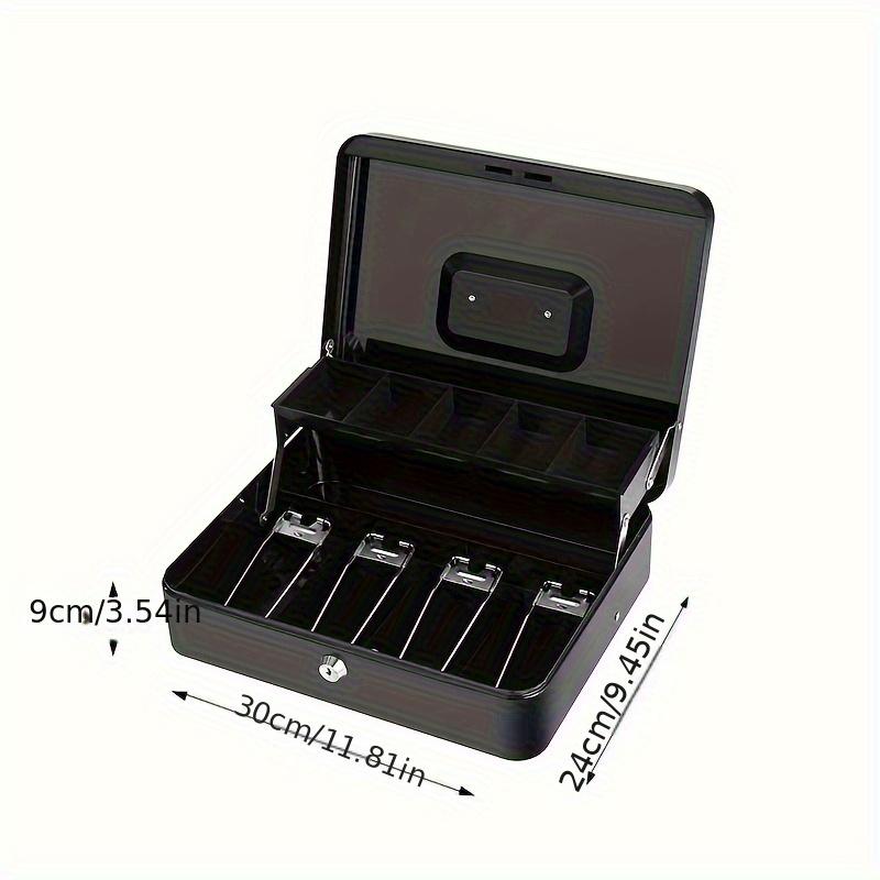 1pcs Iron Money Box with Lock Cash Box with Spring-Loaded Bill Clips 5 Grids Cantilever Coin Tray Safe Key Lock Money Organizer